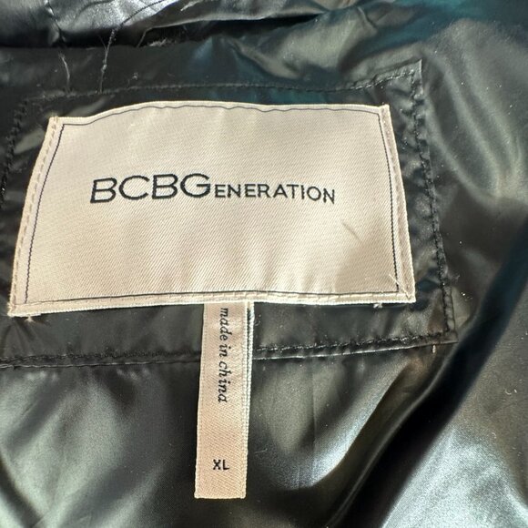 NWT BCBG MAX AZRIA Black Tweed Padded Zip Up Hooded Coat - XL - Picture 9 of 10